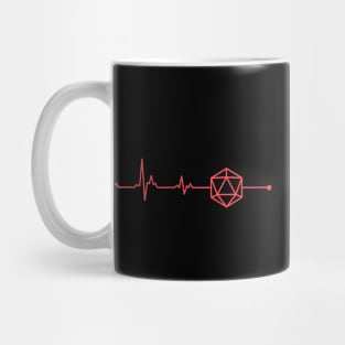 Polyhedral D20 Dice Heartbeat TRPG Tabletop RPG Gaming Addict Mug